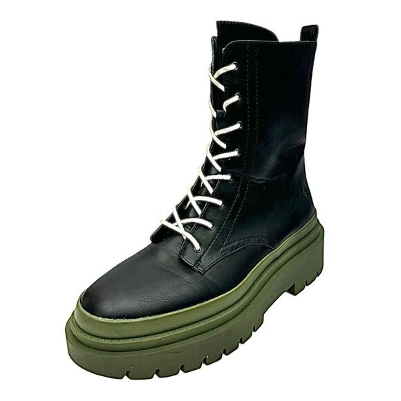 Steve Madden Womens 9 M Mansel Lace Up Boots Black Multi Round Toe Combat - Picture 2 of 11